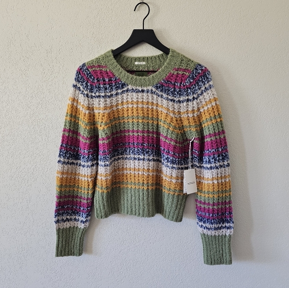 NEW Mother The Inset Puff Sleeve Jumper In Tripped Up - Picture 2 of 8